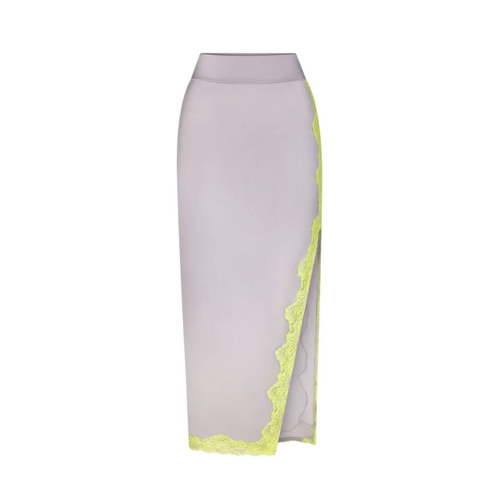 SKIM LACE SWIM LONG SKIRT SIZE L CHROME/LIME
